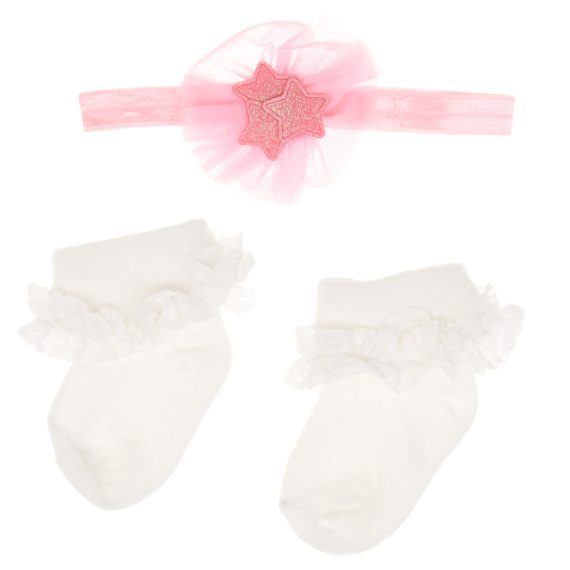 Mix & Max Baby Gift (2 Sets) One size ( Sock + Sortiet Microfiber Headband Elastic Makeup ) - 2 sets