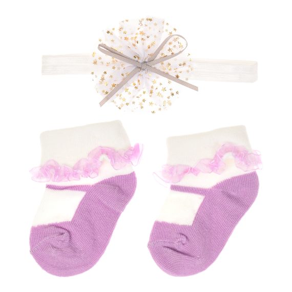Mix & Max Baby Gift (2 Sets) One size ( Sock + Sortiet Microfiber Headband Elastic Makeup ) - 2 sets