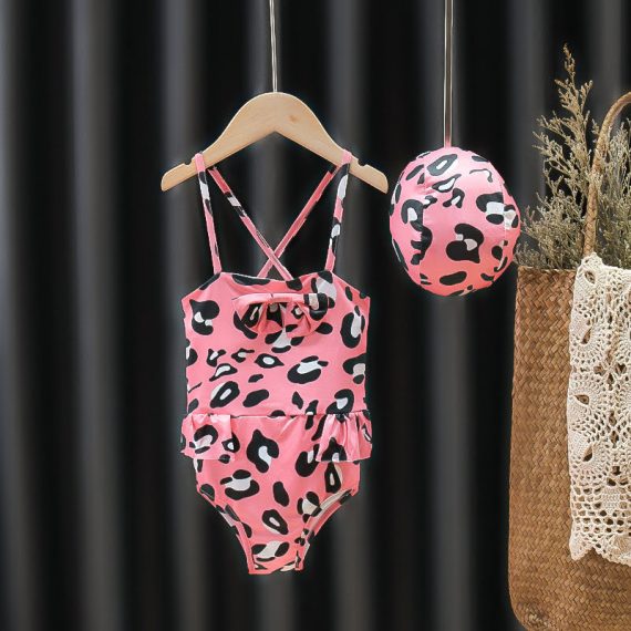 Mix & Max Girls Swimsuit and Swimming Cap Printed Circles Set of 2 pieces Two Piece Swimsuit (4 sizes From 6M to 4Y)  # 32