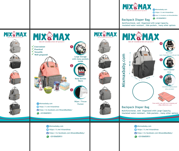 Mix & Max Diaper Backpack bag waterproof multifunction SET 4 in 1 #2202